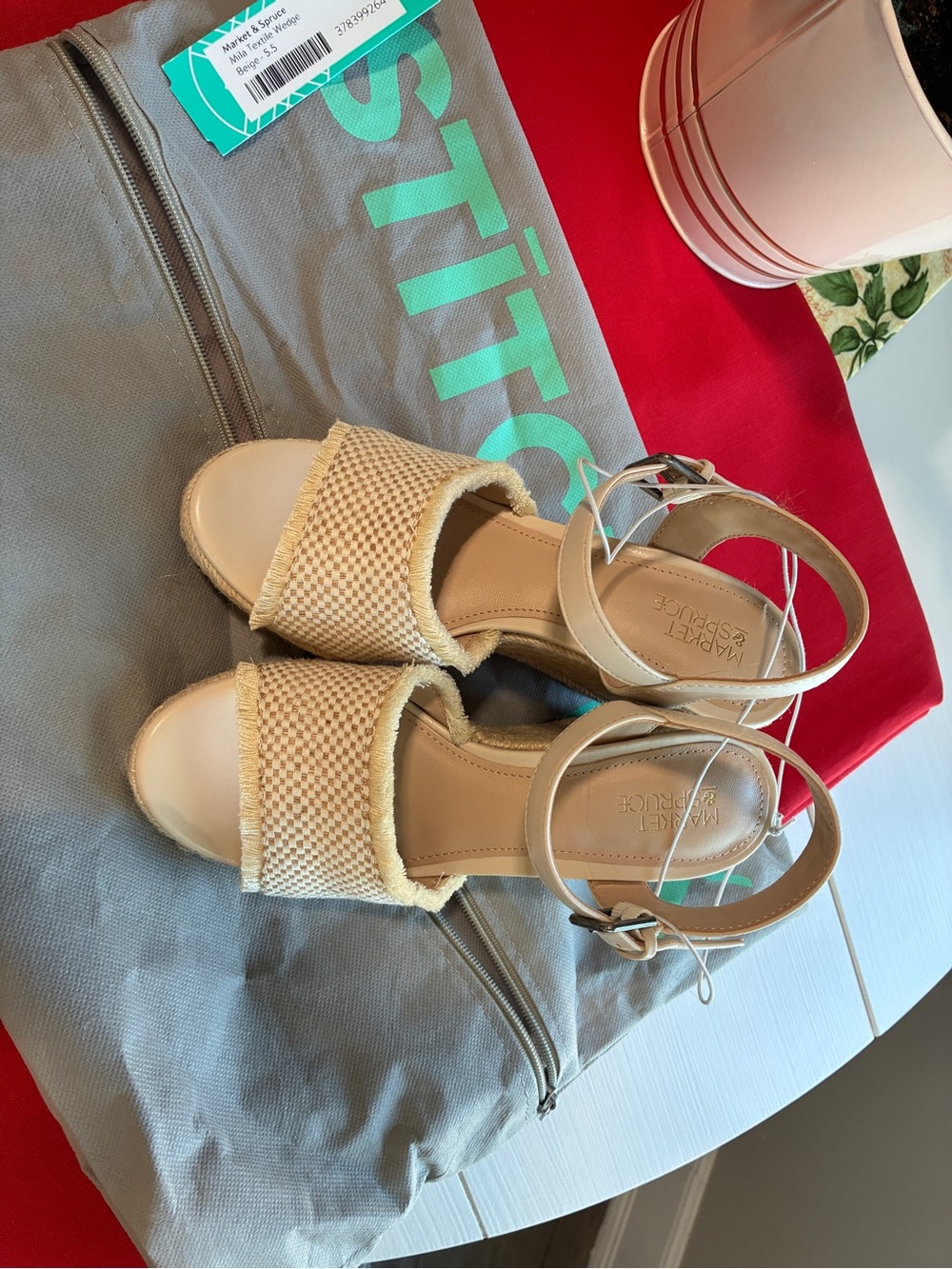NEW Market & Spruce Mila Beige Textile Wedge Shoes Size 5 1/2 New Retail $88 - Picture 11 of 12